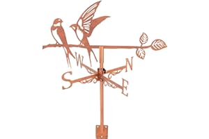 SUPERDANT Girouette de Jardin Exterieur D'Hirondelle Branche d'arbre Girouettes pour Animaux de en Métal Montage sur Toit pour Deco Exterieur Girouettes en Cuivre Rougeâtre Ferme