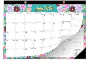 DONFULFIP Kalendarz ścienny od stycznia 2026 do czerwca 2027 r., 18 miesięcy, odrywany, kalendarz miesięczny do śledzenia wydarzeń i spotkań, z naklejkami do planowania dla rodziny biurowej - 43 cm x 30 cm