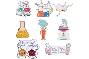 SUNNYCLUE 1 scatola 8 pezzi Pin Smalto Scientifico Perni Scientifici Set di Pin Sfusi Spille Scientifiche Da Laboratorio Scientifico Spilla Medica per Zaini Laboratorio Donna Uomo Regalo L