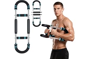 QXEUTM Twister Armtrainer, Verstellbares Brust Trainingsgerät & Muscle fit Gerät (30-50 kg / 60-110 lb), 3 Stufen Portable Power Twister Stange mit abnehmbarem Design，Fitnessgeräte für Zuhause, Büro & Reise