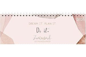 Tischkalender quer Plan it 2026: 1 Woche 2 Seiten; Tischquerkalender mit Sprüchen und viel Platz für Notizen; Format: 29,8 x 10,5 cm