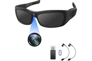 Pudet Luo Sport Brillenkamera,Brille mit Kamera HD 1080P Action Cam,Bluetooth Sonnenbrille Sport Kamera Mini Action,Fahrrad Motorrad VideoKamera unterstützt Foto/Video-Aufnahme