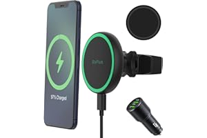 Gloplum Kompatibel 15W Ladegerät Magsafe, Kabelloses Magnet Auto Handyhalter mit 20W Auto Ladegerät, Wireless Car Charger für iPhone 15/ iPhone 14/iPhone 13 Serie（Schwarz）