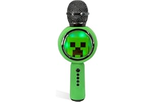 OTL TECHNOLOGIES Micrófono Karaoke Minecraft con Altavoz inalámbrico y Luces LED