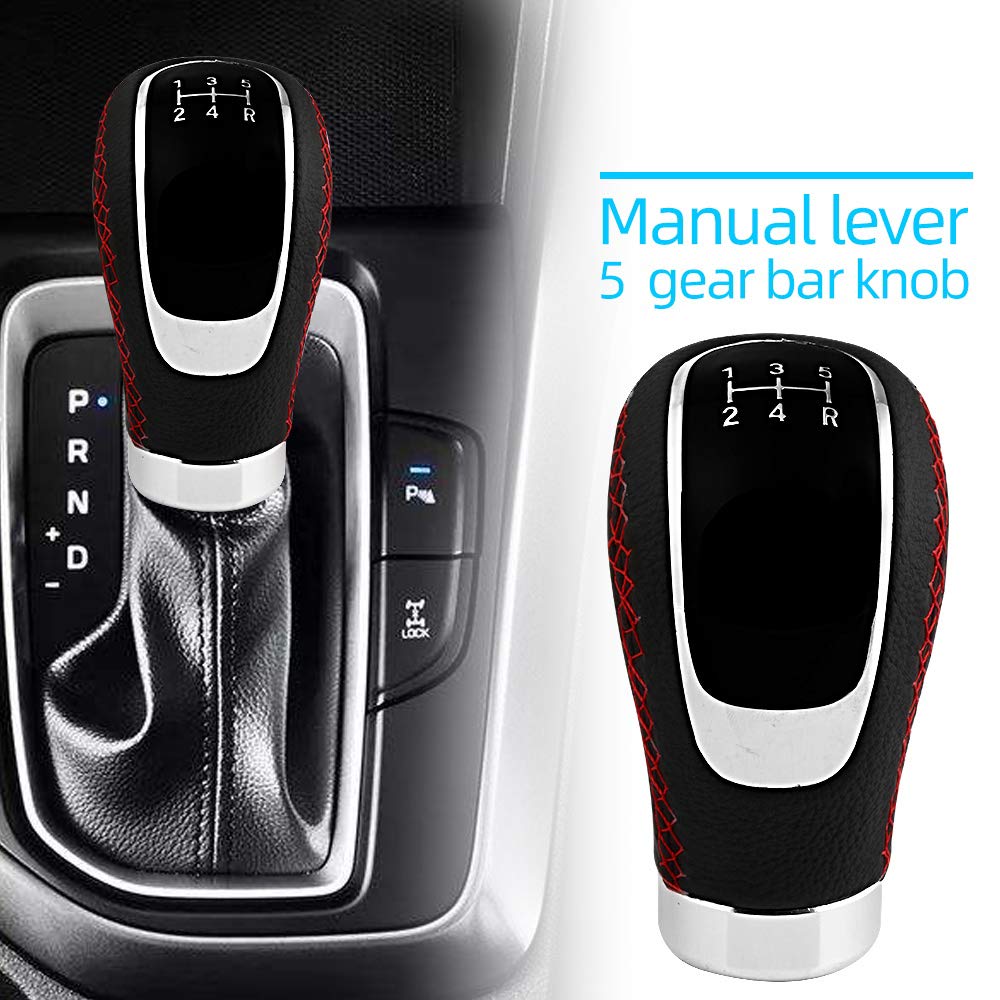 Semoss-Accessoire-Voiture-Interieur-Changer-Pommeau-de-Vitesse-Universel-5-Vitesses-Levier-pour-Manuel-Automatique-8mm-10mm-12mm-DiamtreRouge-Couture