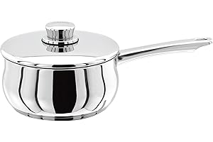 Stellar Classic 14cm Stainless Steel Saucepan with Lid, 900ml Capacity, Induction Ready, Oven Safe, Dishwasher Safe
