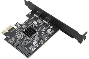 YUNIR Carte D'extension USB 3.2 PCI Express Gen2 Carte D'extension PCIe 10 Gbps, Carte D'extension PCI Express (PCIe) Double Type C Carte USB pour Ordinateur de Bureau