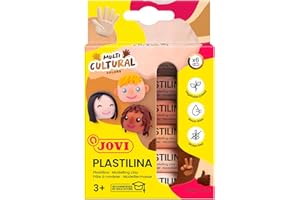 Jovi Plastelina, łatwa do modelowania masa dla dzieci od 2 lat, 6 patyczków po 15g, wielokulturowe kolory
