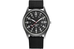 Kasoud Men's Minimalist Military Analogue Quartz Date Watch - 24H Black