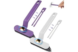 HOTUT Wielofunkcyjna obrotowa szczotka do czyszczenia szczelin, obrót o 360°, twarda, obrotowa, z klipsem do czyszczenia, do kuchni, łazienki, płytek, ścieżek drzwi, 2 szt.