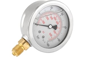 ODORKLE Manomètre Hydraulique 0-600 Bar Cadran 63 mm Double Échelle Bar PSI Connexion G1/4