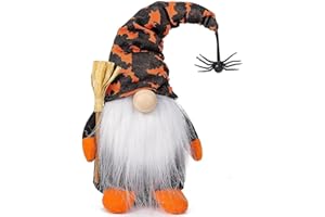 DSLIHA Halloween faceless dwarf doll, spider bat autumn harvest dwarf farmhouse elf dwarf plush decorations, autumn handmade figurines bearded old man Halloween decoration