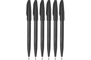 Pentel Czarny oryginalny długopis do pisania S520 markery z końcówką z włókien, kolorowe cienkopisy 2 mm, stalówka 1 mm szerokość linii (opakowanie 6 szt.)