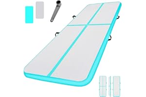 NO. 32 Inflatable Gymnastics Tumbling Mat. 10ft Air Gymnastics Tumble Track Training Mat Use for Home/Gym/Exercise/Fitness/Pilates/Yoga/Martial Arts/Beach/Cheerleading/Water Fun