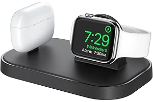 LVFAN Szybka stacja ładująca 2 w 1 do Apple Watch, magnetyczna ładowarka do Apple Watch Series 8, 7, 6, 5, 4, 3, 2, 1, SE Ultra, AirPods Pro/3/2/1 – czarna