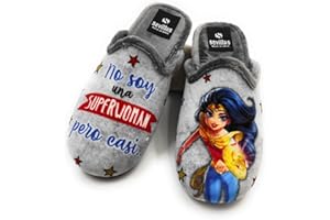 ENCARNI ZAPATERÍA Zapatillas Casa Mujer - Zapatillas Mujer Casa Invierno - Antideslizantes - Zapatillas Mujer Divertidas - Pantuflas Mujer, Zapatillas Frida Kahlo Mujer, Superwoman, Regalos Originales para Mujer