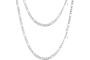 PROSTEEL Collana Catena Semplice da Uomo a Modello Maglia Figaro 3+1, 4 6 9 13 mm di larghezza, Acciaio Inossidabile/Placcato Oro 18K, Colore Argento Oro Nero(Confezione Regalo)