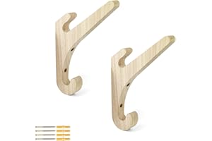 TIANLIN Skateboard Wandhalterung, 2 Stück 25 cm Lange Natürliche Kleiderhaken im Vintage-Stil, Dicke Holzwandhaken zum Aufhängen von Mänteln, Snowboard, Wakeboard