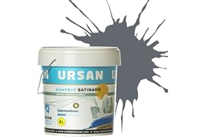 U URSAN - Plastikril Satinado, Pintura Exterior Satinada - Pintura Impermeabilizante- Indicada para Fachadas con Alta Resistencia a Agentes Atmosféricos - GRIS BARAKALDO 4L