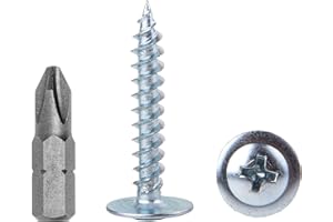 MARCOPOL Confezione da 100 viti in acciaio zincato, per legno e metallo, testa a croce modificata tonda e larga, autofilettanti, 4,2 x 25 mm