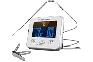 Crisalide® - Termometro Digitale da Cucina con Sonda Inox e Cavo Resistente - Funzione Cronometro, Sei Modalità di Temperatura, Schermo LED e Calamita - Precisione Professionale fino a 380°C