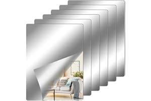 JAOMON Adesivi da Parete a Specchio,6 Pezzi 30x21cm Specchio Adesivo da Parete Sicuro Specchio Non in Vetro Specchio per Armadio,Muro, Specchio Acrilico Adesivo per Decorazioni Murali Casa