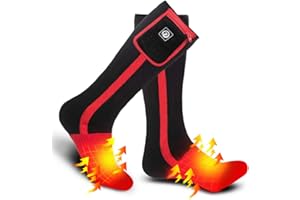 Sun Will Chaussettes Chauffantes Rechargeables, Chaussettes À Pile 7,4V 2200mAh pour Homme Femme, Chauffe Pied Thermique pour Ski de Neige Pêcher Excursion Cyclisme Chasse Arthrite Maladie de Raynaud