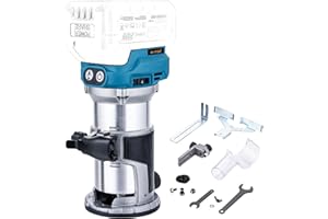 KATSU TOOLS KATSU FIT-BAT Brushless Cordless Wood Trimmer Laminator Router Joiners Tool 18V/21V, Aluminium Trimmer Base, 3 Chucks Collets 1/4", 6mm and 8mm, No Battery and Charger 102751