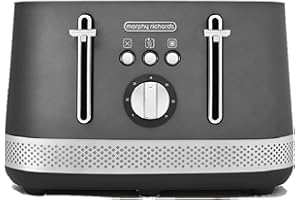 Morphy Richards Illumination 4 Slice Toaster, 7 Toast Settings, Browning Controls, Variable Width Slots, Auto Pop-up, Removeable Crumb Tray, Cord Storage, 1500W, Titanium, 248022