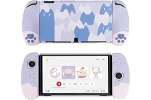 GeekShare Urocze, ergonomiczne etui ochronne kompatybilne z konsolą Nintendo Switch OLED i Joy Con, amortyzacja wstrząsów i odporność na zarysowania, smukły pokrowiec do modelu Switch OLED - fioletowy
