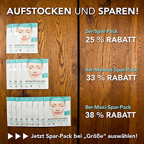 Premium Tuchmasken mit Dermatest-Note „Sehr Gut“. Vliesmasken Sheet Mask mit Hyaluron und Algenextrakten für Strahlend Schöne Haut von Konivéo. Gesicht Masken aus Tuch 100% Parabenfrei (2er Spar-Set) - 7