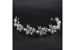 IDEAL SWAN Tocados de Boda Díadema Novia Pelo Novia Tiara Adornos Corona Flores Perla y Cristal