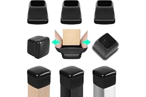 RCHYFEED 24 pcs Embouts pour Pieds de Chaise 28-33 mm avec Fond en Téflon, Protection Pied de Chaise Carré Silicone Couvre-jambes de Meuble, Patins en Téflon 1,25" pour Résistants Rayures et Élastique