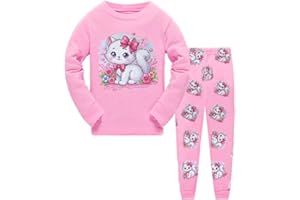 QHKEPW Girls Pyjamas Unicorn Dinosaur Mermaid Cat Kids Toddler Pjs Sets Cotton Long Sleeve Sleepwear 2 Piece Clothes Outfits Winter Nightwear 1-7 Years