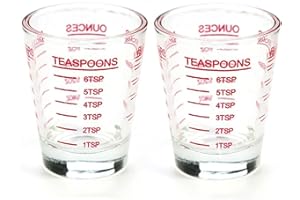 BCnmviku Lot de 2 verres doseurs à cocktail de 30 ml - Avec graduation - Pour barista, cuisine, pâtisserie, bar - Rouge