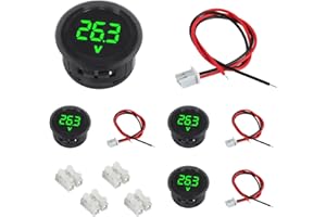 EPLZON Lot de 4 Voltmètres Numériques DC 4-100 V, 2 Fils 3 Chiffres Affichage LED avec protection anti-connexion pour voiture/moto/camion/SUV/ATV/marine/caravane (Vert)