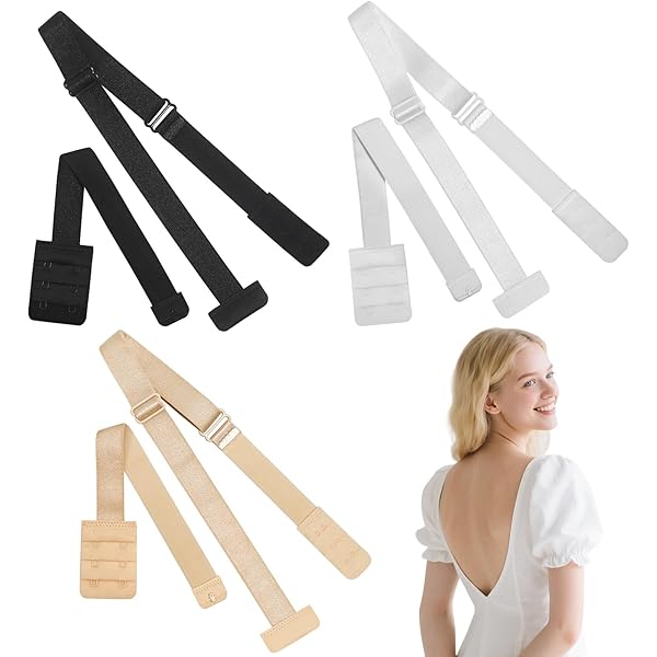 Bra Extenders Elastic Bra Hook Extension 3 Rows 2/3/4 Hook  For Women Black 2 Skin Color 2 Hooks