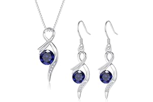 Cangall Women's Jewellery Set, 2 PCS Sterling Silver Necklace & Earrings with Cubic Zircon, 45cm Chain Pendant & Drop Earrings Gift for Birthday, Christmas