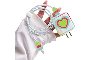DIYGODY Antigoccia Impedisce la Rottura del Cavo Avvolgimento per Accessori di Decorazione, Cavo di Ricarica USB per Linee Dati Mobili con Delizioso Motivo a Cuori [Blu Rosso Verde]