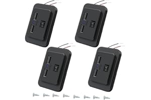 GIANTDEER 4.8A Dual USB 12V-24V Auto-Steckdose, 4.8A Dual USB Schnelllade-Steckdose mit ON/OFF Schalter, für 12V Auto Bus ATV Schiff LKW(4 Stück)