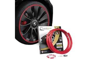 AlloyGator Protection Jantes Voiture Rouge – Prévient les Rayures et Éraflures de Bordure | S’adapte aux Jantes 24” | Compatible avec Tous les Véhicules | Installation Sans Colle | 15 Couleurs