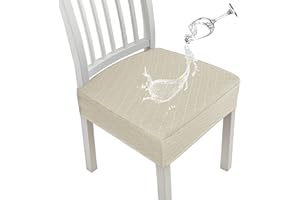 JUNZHE Diamond Lattice - Fundas Impermeables para Asientos de sillas para sillas de Comedor,Cocina, Fundas extraíbles y Lavables para Cojines de Asiento de Silla (Beige,4 Piezas)