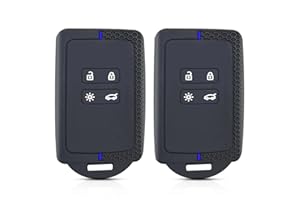 2PCS Juttzzei Coque de clé de Voiture pour Re-Nault Clio Megane Koleos Kadjar Kangoo Twingo Captur Espace Dacia Duster Coque de clé de Voiture, Etui Carte Re-Nault, Silicone TPU 4 Boutons (Bleu)