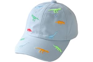 HERUAI Cappellino da Baseball per Bambini e Bambine, con Ricamo a Forma di Dinosauro, Regolabile, in Cotone, con Protezione UV, per L'Estate, l'autunno, i Bambini, per 2-6 Anni