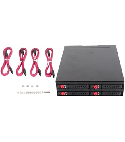 4 Bay 2,5 Inch SATA HDD SSD Hot Swap Kooi voor Externe 5,25 Inch Bay, Roestvrijstalen Harde Schijf Kooi, HDD SSD Mobiel Rack Compatibel 9,5 Mm 12,5 Mm Dikke Bodem