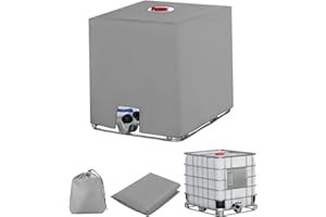 SOBEAU Pokrowiec na zbiornik IBC 1000L, akcesoria do kontenerów IBC, folia ochronna UV na zbiornik na wodę, pokrowiec na beczkę na deszczówkę, plandeka ochronna na zbiornik na deszczówkę, szary