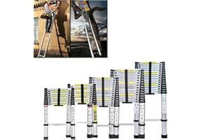 RIGOGO Escalera telescópica de 3,8 m, de aluminio, plegable, diseño telescópico, portátil, extensible, de aluminio, capacidad de carga de 150 kg