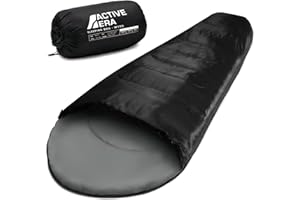 Active Era Śpiwór outdoorowy na kemping, 3-4 pory roku, kompaktowy śpiwór kopertowy z lekką torbą do przenoszenia, ciepły prostokątny śpiwór mumia na wędrówki