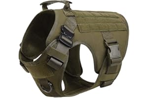 FEimaX Arnés Perro Grande Mediano Militar Chaleco de Entrenamiento Ajustable para Perros con Anillo de aleación Anti-tirón y Sistema Molle Chaleco de Trabajo de Perro para Caminar Cazar