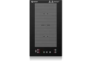 AMZCHEF Induktionskochfeld 2 platten, induktionskochplatte mit Flexzonen und Stecker, 10 Leistungsstufen, Sicherheitsschloss und Timer, Überhitzungsschutz, Touch-Schieberegler, BBQ, Schwarz, 3300W